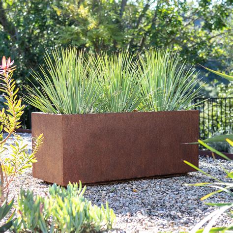 veradek corten steel long box planter|extra large corten steel planters.